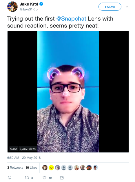 Snapchat’s Lens now reacts to sound!