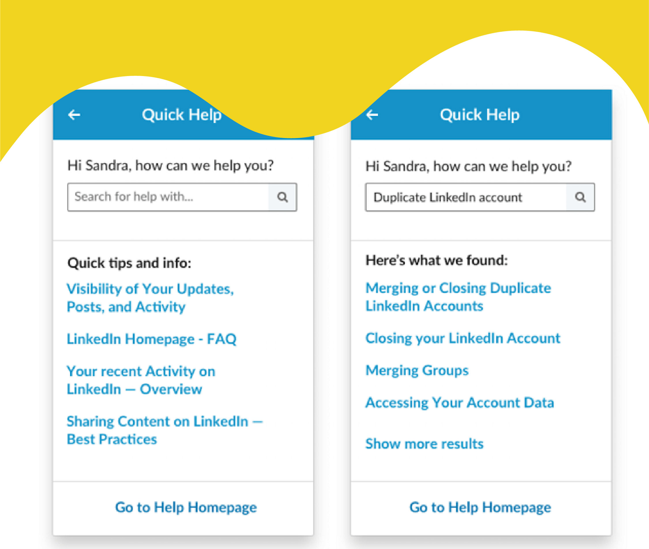LinkedIn updates its Help Center listings