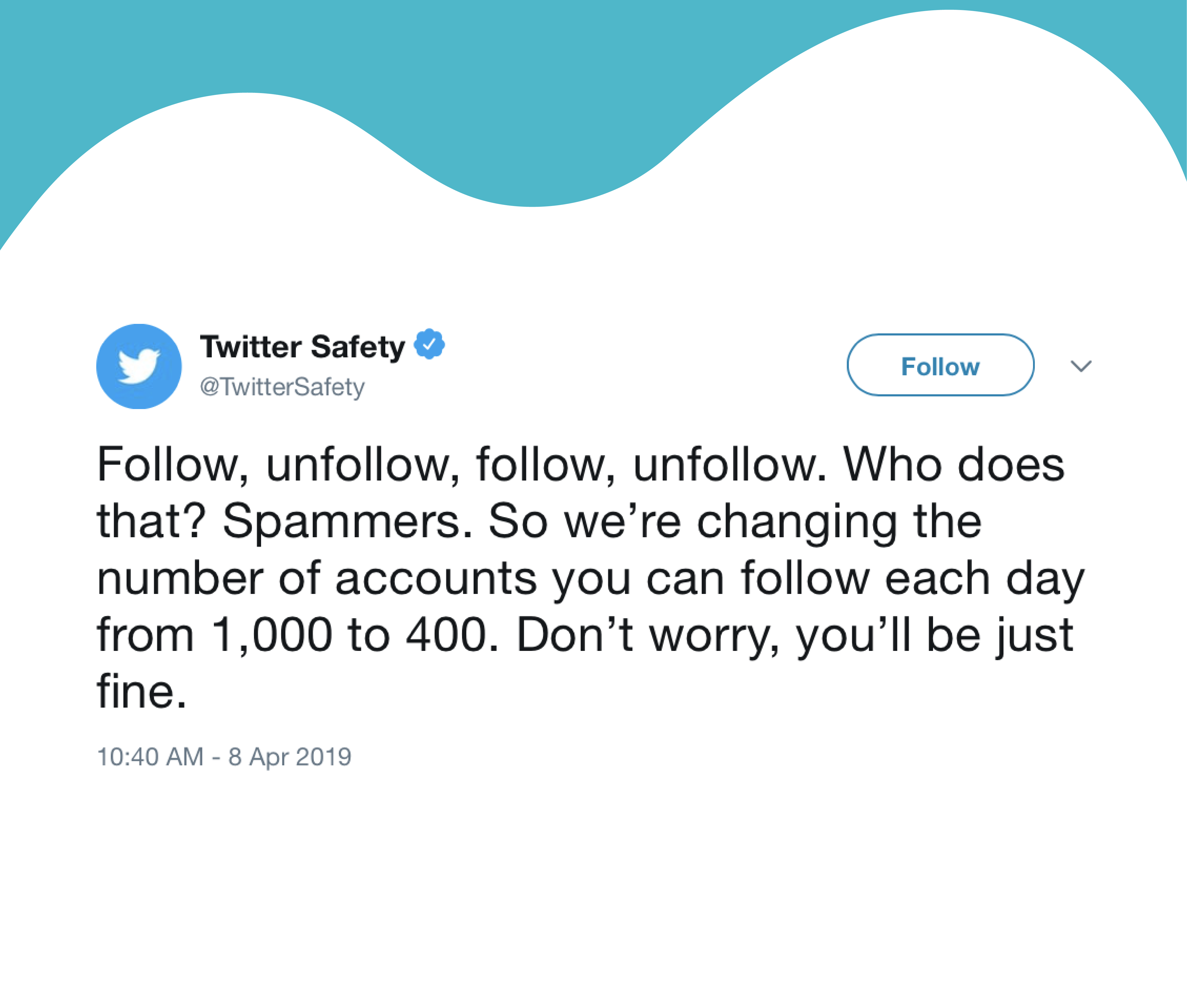 Twitter reduces daily follow limit