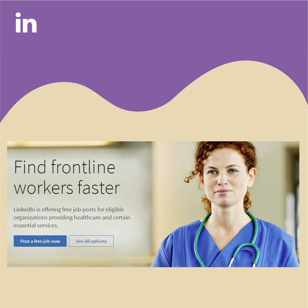 LinkedIn to provide free job listings for essential services