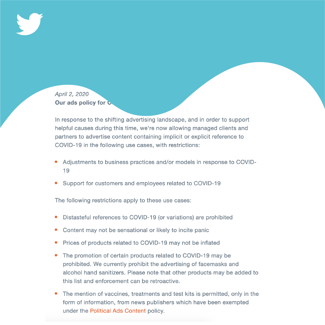 Twitter eases restrictions on COVID-19 mentions
