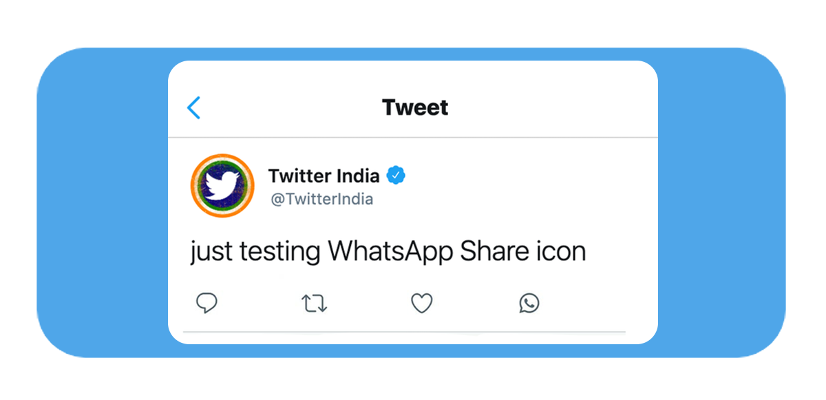 WhatsApp Share icon takes Twitter
