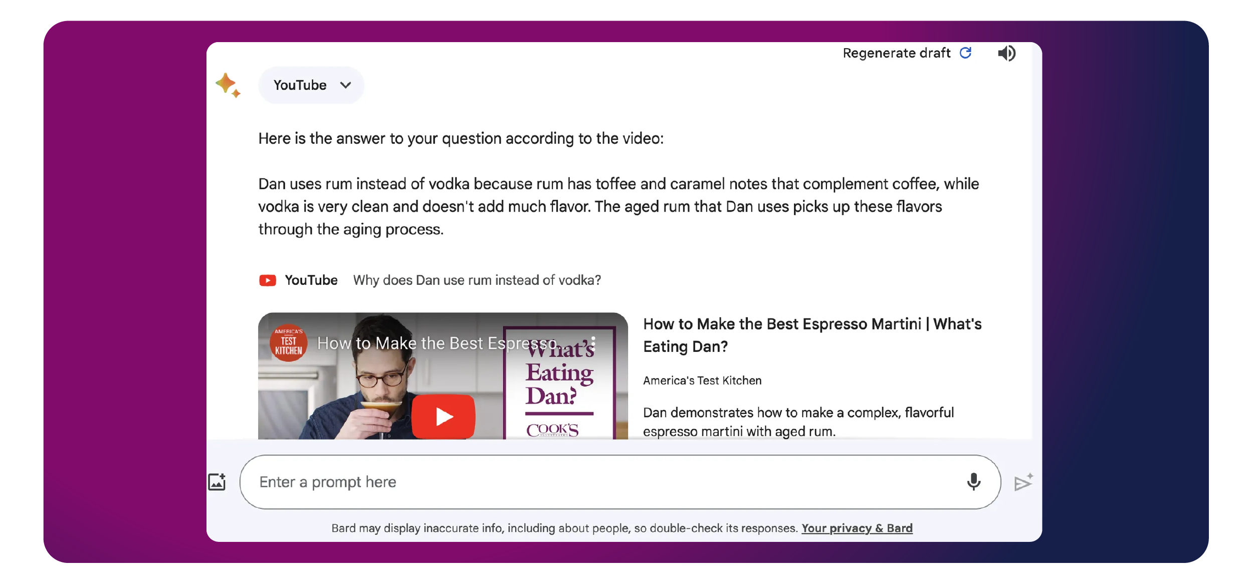 Bard’s latest YouTube extension