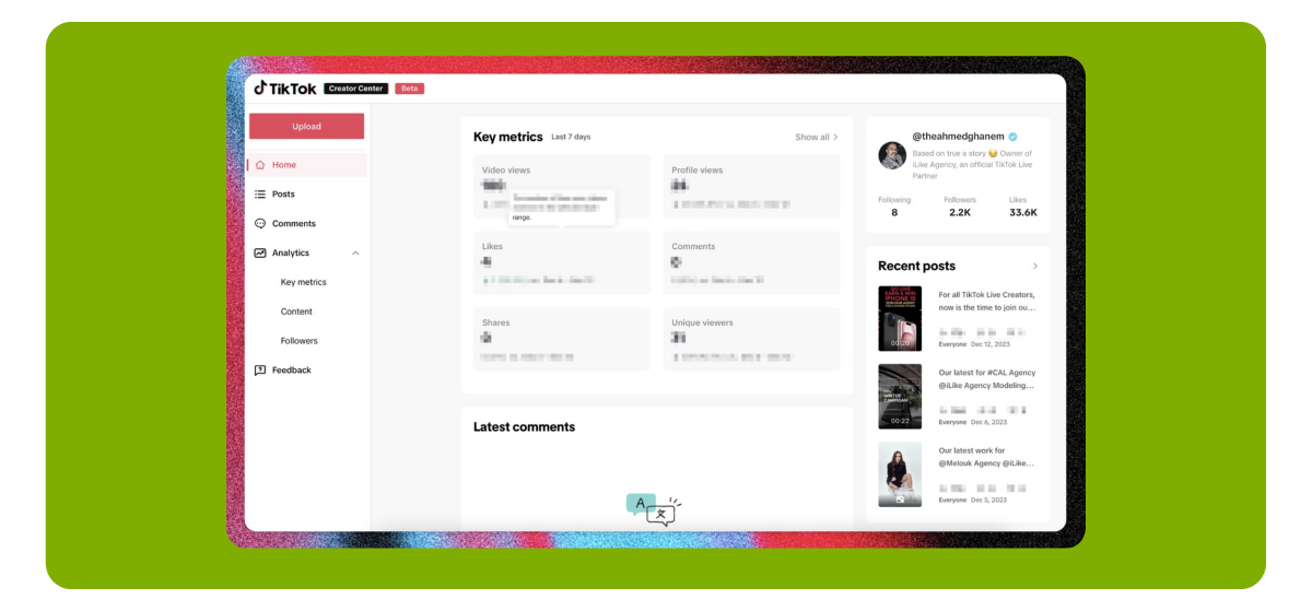 TikTok tests creator tools on desktop