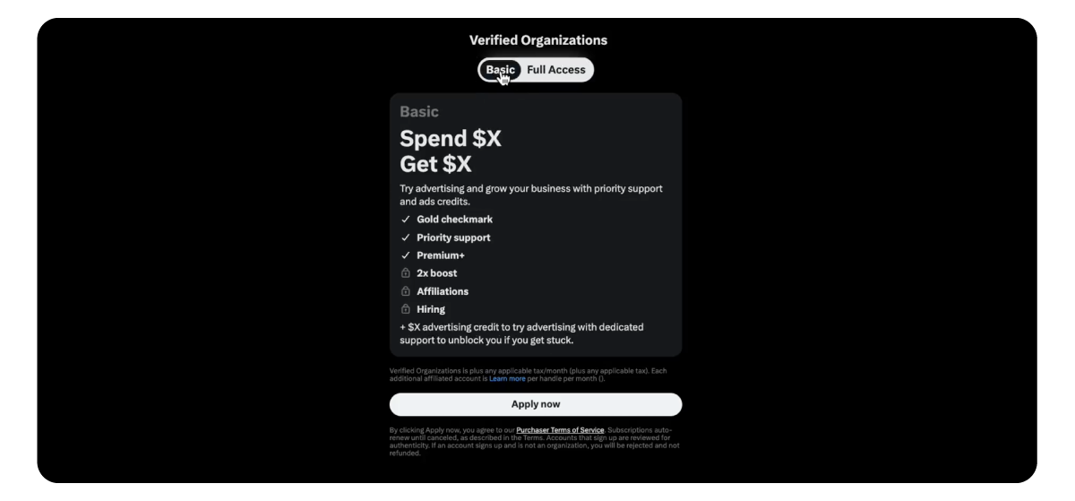 X targets smaller brands with "Basic"