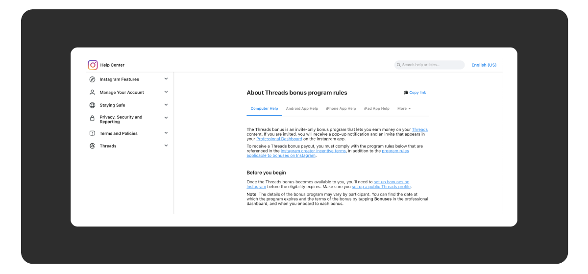 Meta tests Threads bonus program