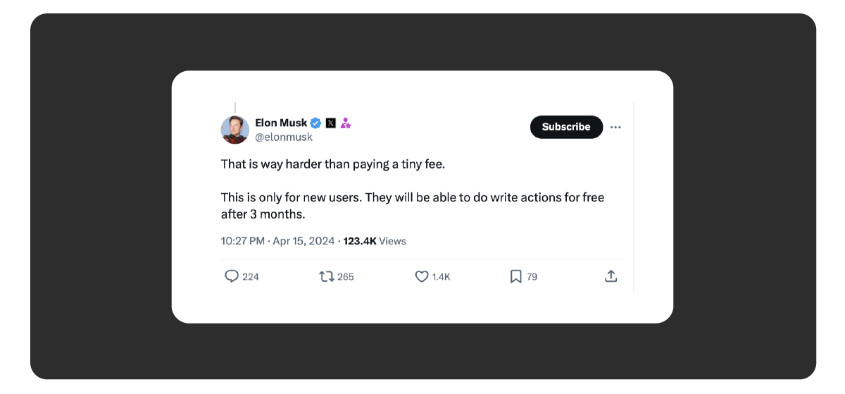 Paying to post on X?
