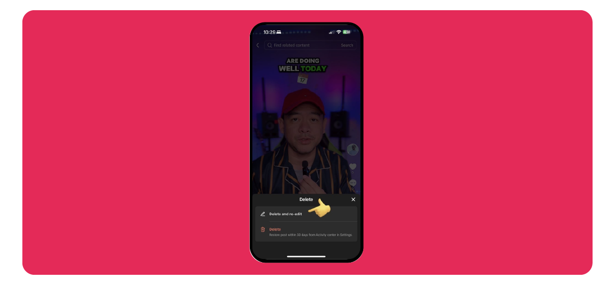 TikTok's new undo feature (24 hours only)