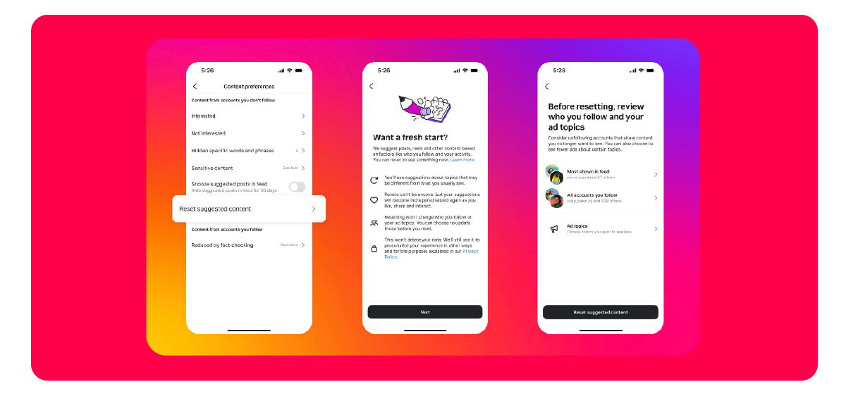 Instagram's incoming "fresh start" button