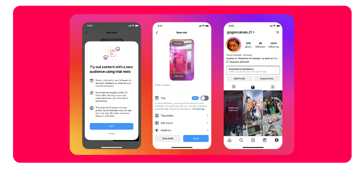 Test drive your content with Instagram's "Trial Reels"