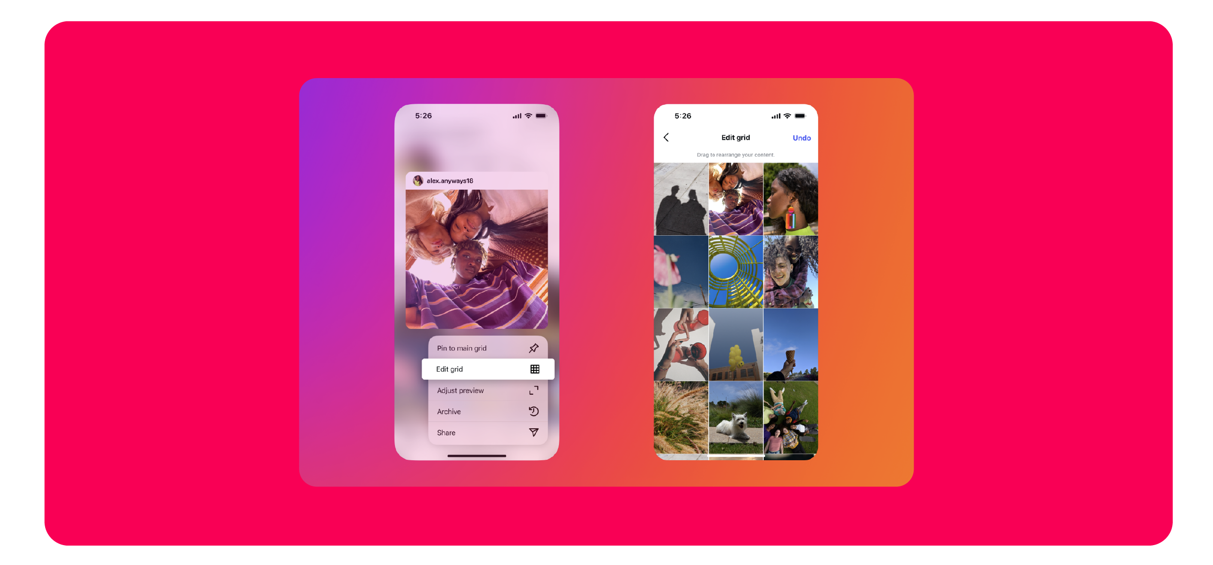 Instagram finally lets you rearrange your grid
