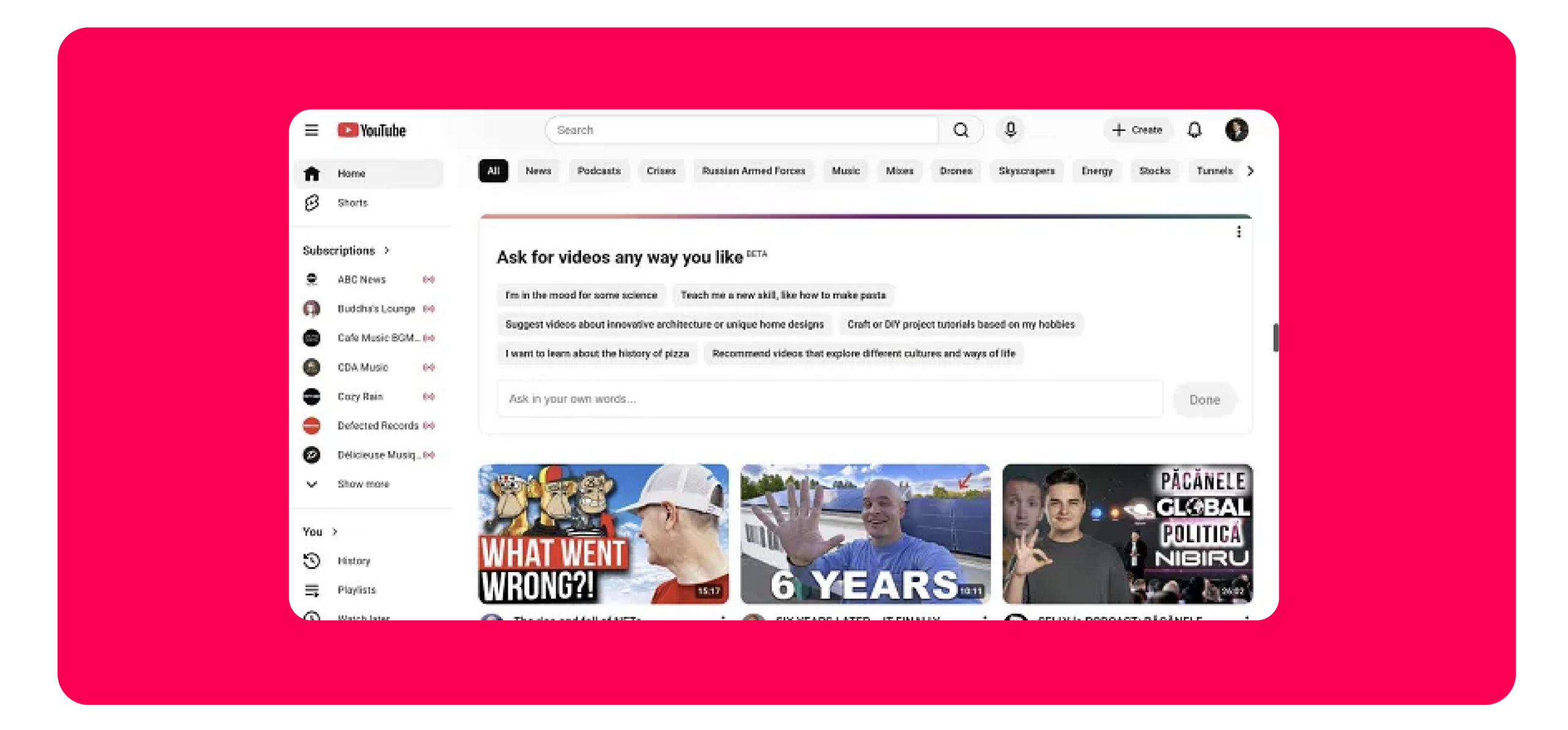 YouTube's latest feed psychology experiment, audio style